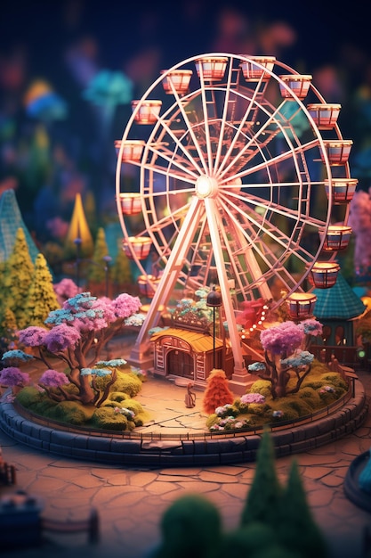 Photo miniature of ferris wheel at amusement park