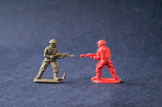 Miniature of fighting toy model soldiers