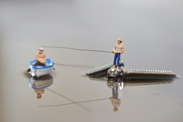Photo miniature figure fisherman