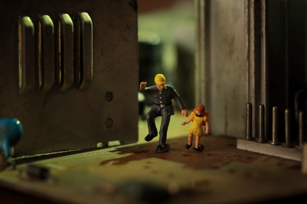 Miniature figures dad and the daughter