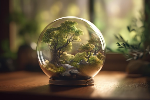 Miniature forest bubble Generate Ai