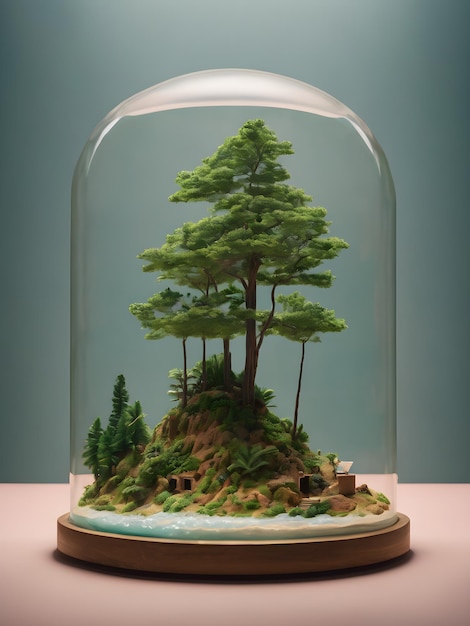 Foto foresta in miniatura in vetro