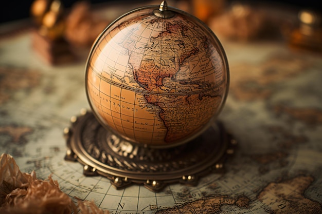 A miniature globe on a table