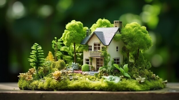 miniature house in the forest concept of nature