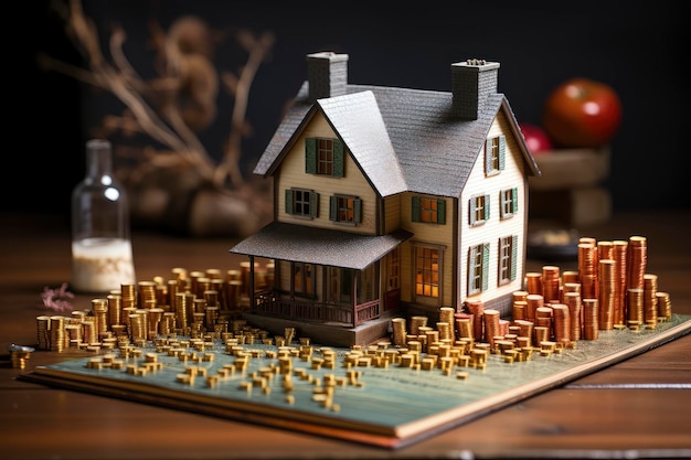 Фото Модель миниатюрного дома с деревьями