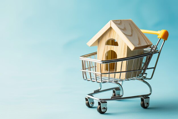Photo miniature house in shopping cart concept