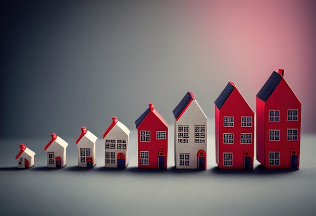 Миниатюрные дома, представляющие колебания цен на недвижимость Генеративный ИИ