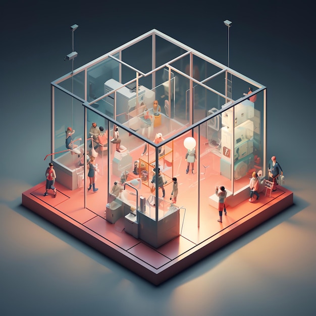 Photo miniature isometric dance studio