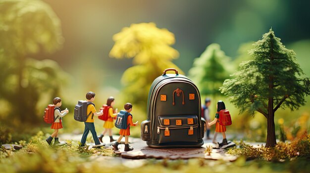 Miniature landscape outdoor activities adventure School organized spring and autumn trips