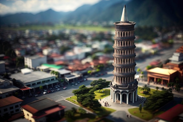 Miniature Leaning Tower of Nantou Taiwan in High Definition