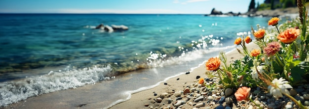 Miniature macro photography overhead of beautiful coastal beach with city and sea during a vacation