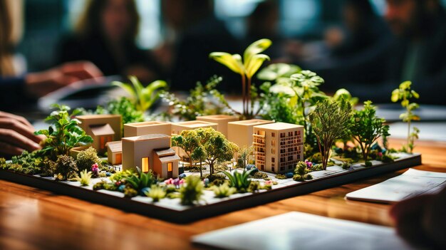 Photo a miniature model of a city with detailed roads and buildings representing a hobbyist39s creative take on urban planning and design