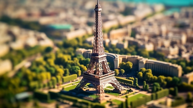 A miniature model of the eiffel tower in paris