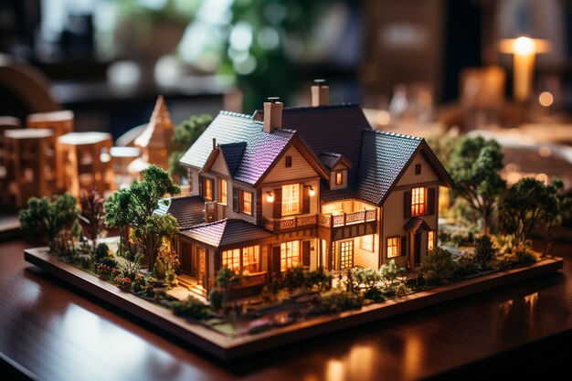 Miniature model house with miniature modelgenerative ai