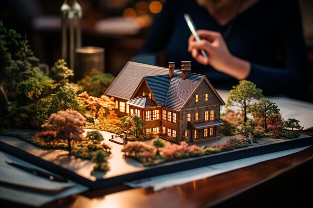 Miniature model house with miniature modelgenerative ai