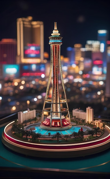 Foto modello in miniatura della città di las vegas di notte