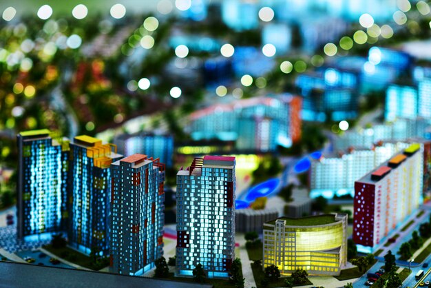 Miniature model of a modern green city