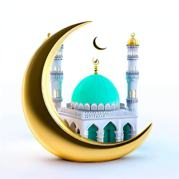 A miniature model of a mosque with a crescent moon in the middle.