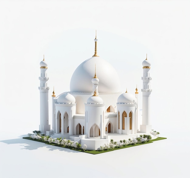 miniature mosque 3d rendering