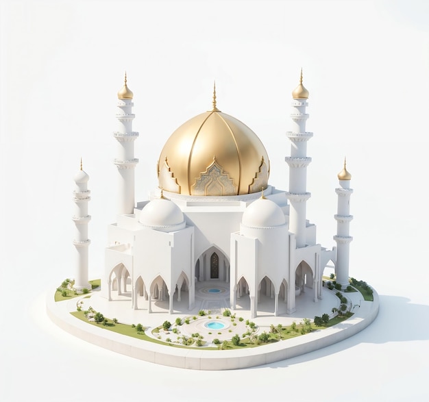 miniature mosque 3d rendering