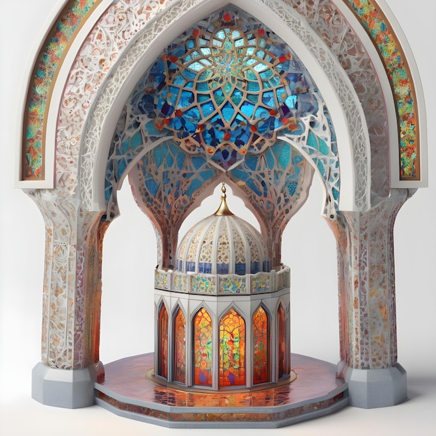 Photo miniature mosque stained glass