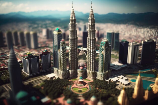 Miniature Petronas Towers in Kuala Lumpur Malaysia