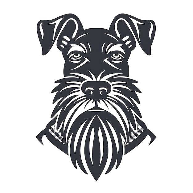 Photo miniature schnauzer icon playful dog face with a bushy beard concept idea design simple minimal art