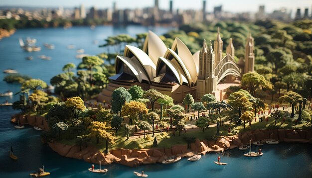 miniature super cute clay world isometric view of Sydney cute clay stop motion animation Sydney