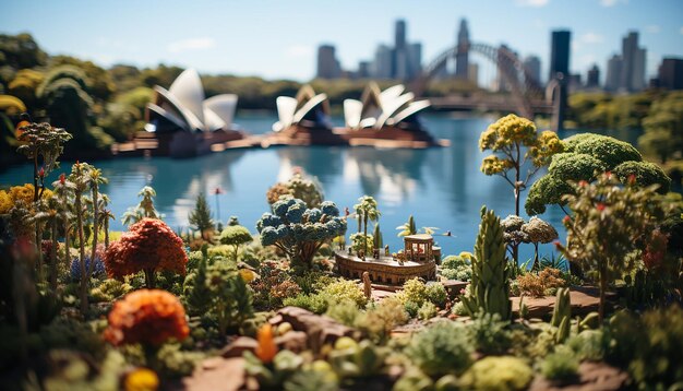 Foto miniatura super carina mondo di argilla vista isometrica di sydney carina argilla stop motion animazione sydney