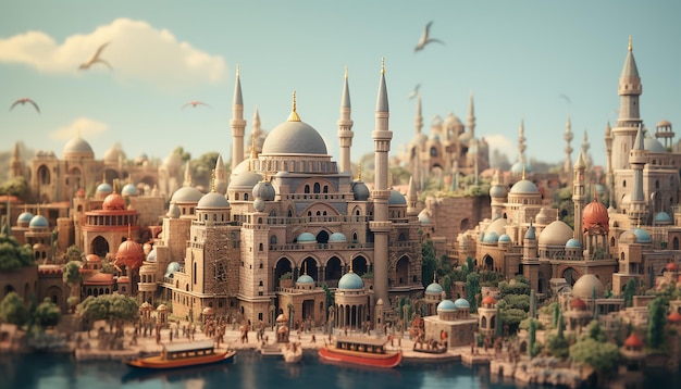 Miniature super cute clay world a toy model of a istanbul city including populer areas in the sty