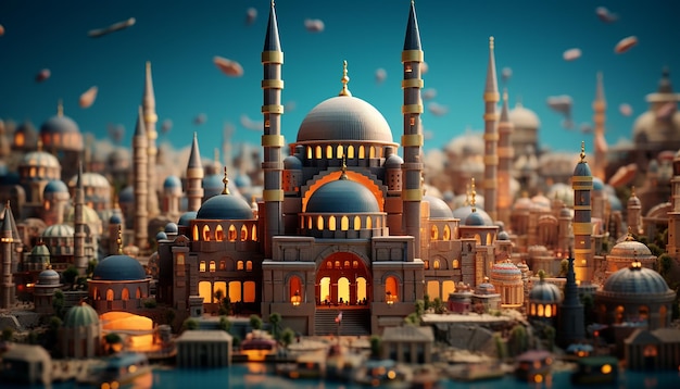 Miniature super cute clay world a toy model of a Istanbul city including populer areas in the sty