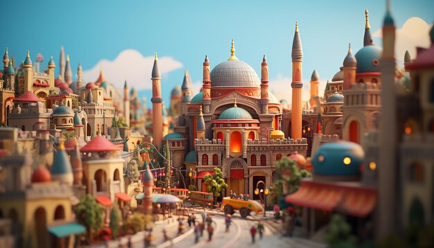 Miniature super cute clay world a toy model of a Istanbul city including populer areas in the sty