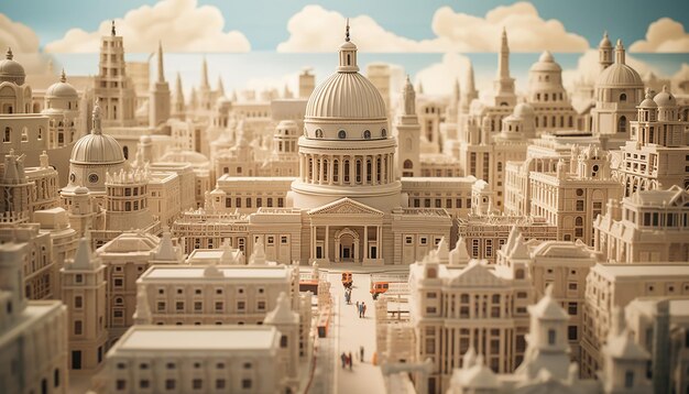 Miniature super cute clay world a toy model of a London city including populer areas in the style