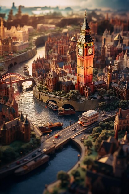 Miniature super cute clay world a toy model of a London city including populer areas