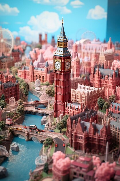 Miniature super cute clay world a toy model of a London city including populer areas