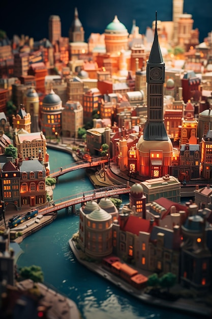 Miniature super cute clay world a toy model of a London city including populer areas