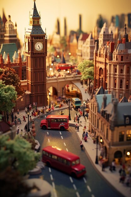 Miniature super cute clay world a toy model of a London city including populer areas