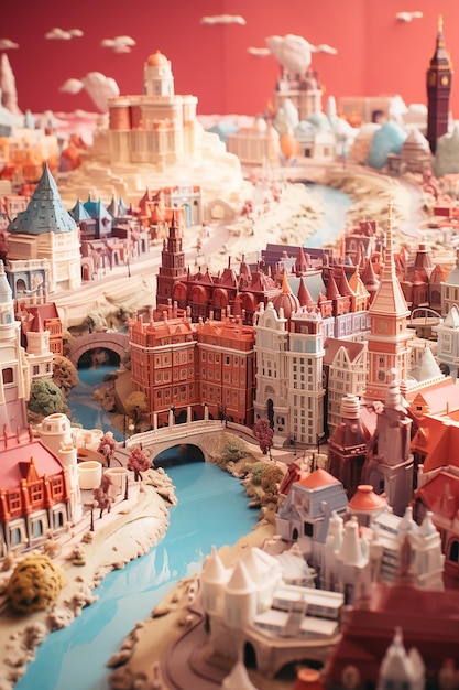 Miniature super cute clay world a toy model of a London city including populer areas