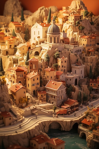 소형 슈퍼 귀여운 점토 세계 인기있는 지역을 포함한 로마 도시의 장난감 모델