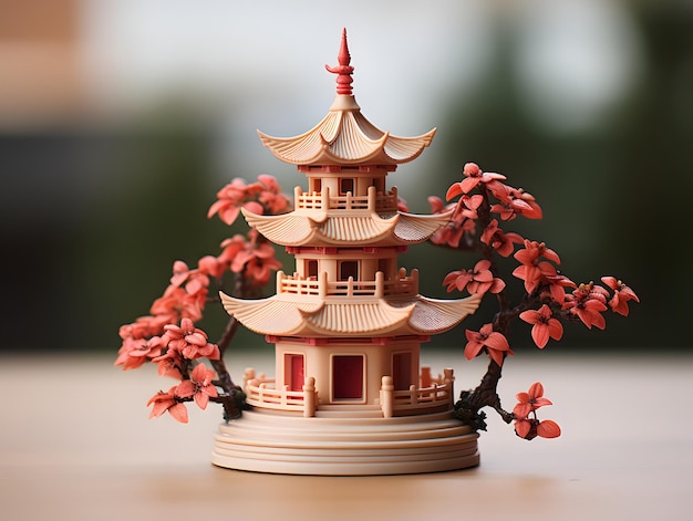 Foto pagoda in legno in miniatura edifici sacri del buddismo