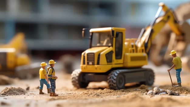 A miniature workers working on contruction