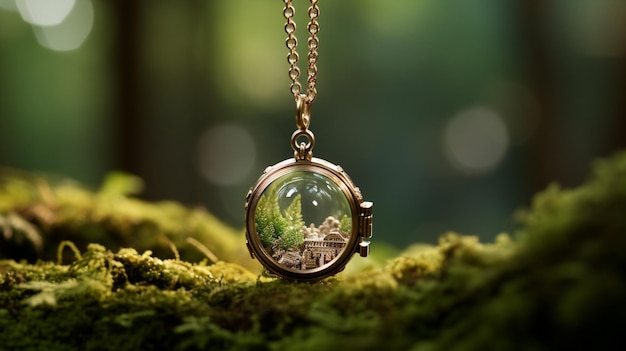 Miniature world inside a locket