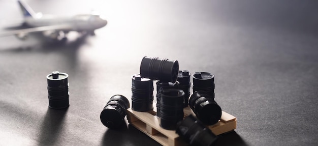 Photo miniatures of barrels and airplane