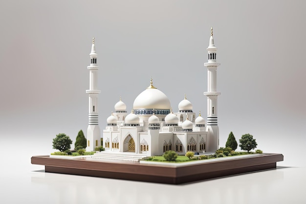 miniatuur moskee op witte achtergrond