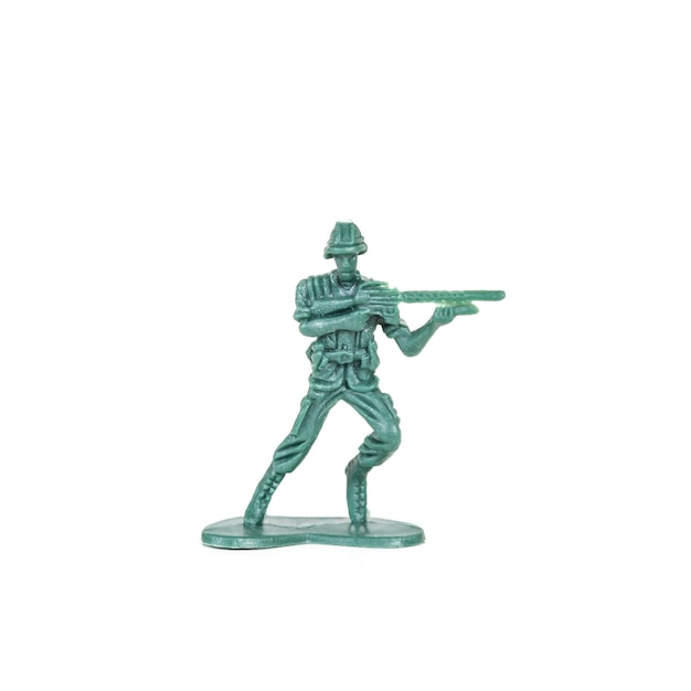 miniatuur soldaten speelgoed op witte achtergrond