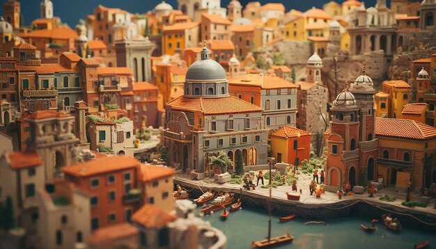 Miniatuur super schattige klei wereld een speelgoed model van een Rome stad met populaire gebieden in de stijl o