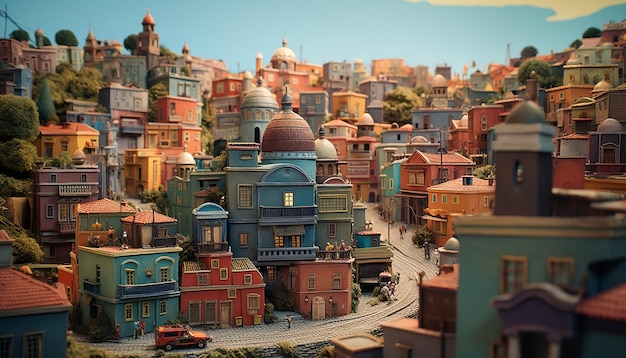 Miniatuur super schattige klei wereld een speelgoed model van een stad Istanbul inclusief populaire gebieden in de stye