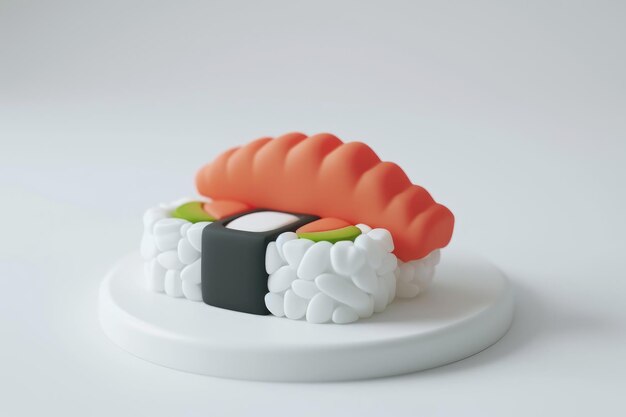 Miniatuur sushi model 3D op witte achtergrond