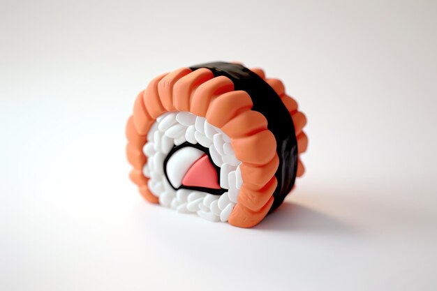 Miniatuur sushi model 3D op witte achtergrond