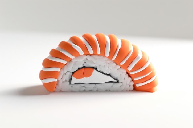 Miniatuur sushi model 3D op witte achtergrond